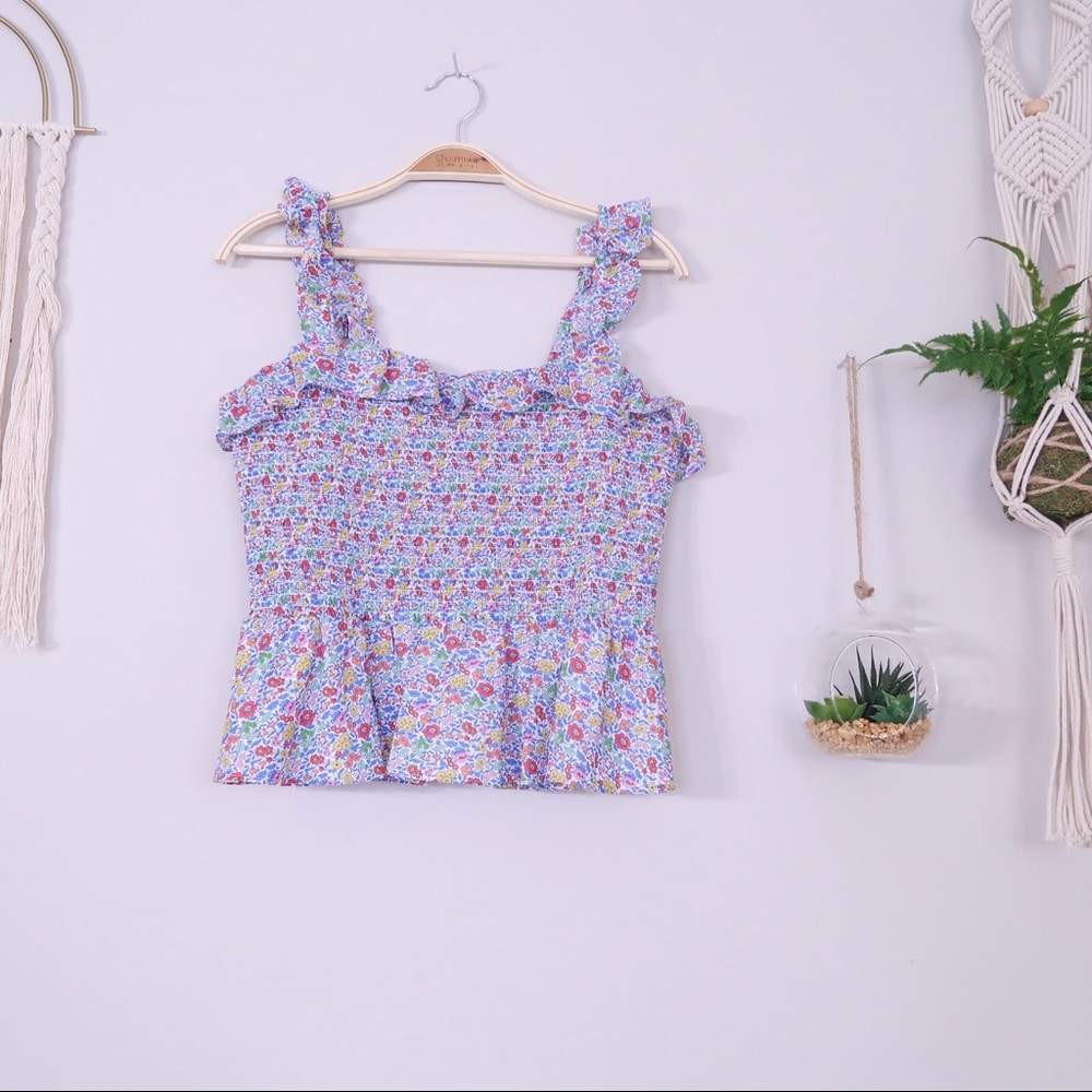 J. CREW Smocked ruffle top Liberty Favorite Flower